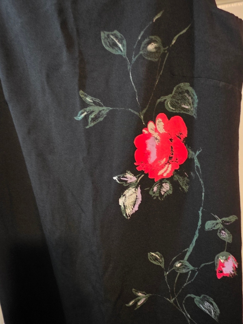 4/$67 Deal! Vintage Canadian Made Jessica Black Dress with Floral Embroidery - Picture 2 of 12